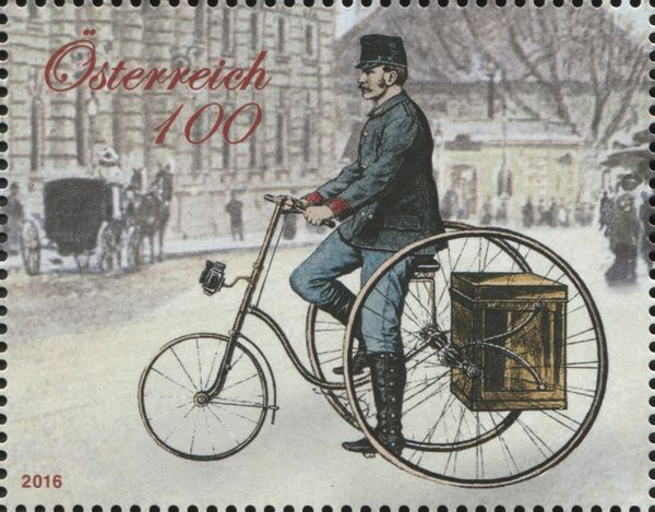 Letter collector on bicycle