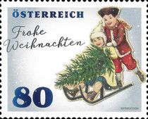 Merry Christmas - Children with Sledge