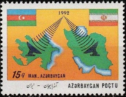 Flags and Maps of Azerbaijan and Iran and Communications