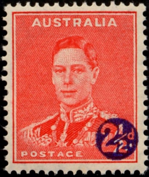 King George VI - Surcharged 2½d on 2d