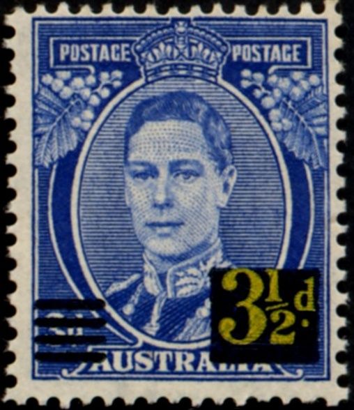 King George VI - Surcharged 3½d on 3d