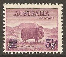 Merino Sheep (Ovis ammon aries) - Surcharged 5½d on 5d