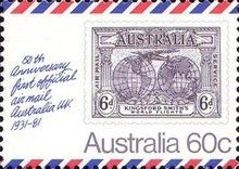 1931 6d Kingsford Smith's Flights stamp on letter