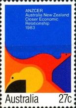 ANZCER Stylised kangaroo and kiwi