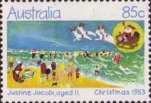 Santa Claus in Sleigh over Beach
