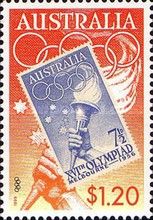 Olympic Torch and 1956 7½d. Stamp