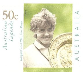 Margaret Court with Wimbledon Trophy