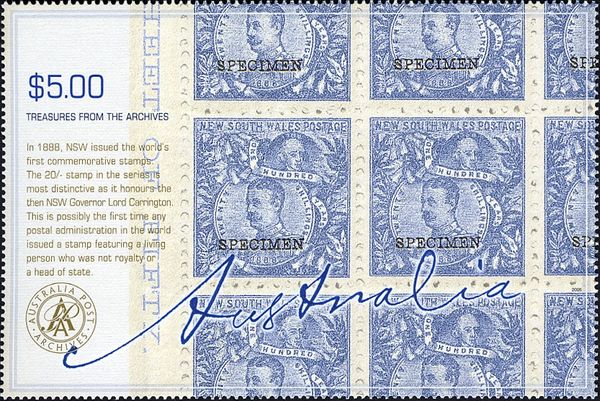 Sheet of NSW 20/- stamp
