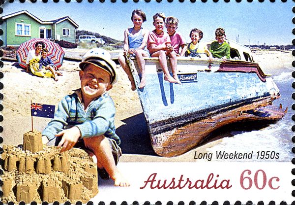 Children on Beach, 1950's