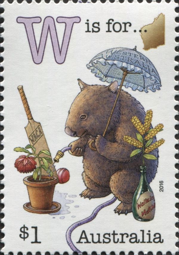 W is for Western Australia, Wombat, Wattle, Waratah