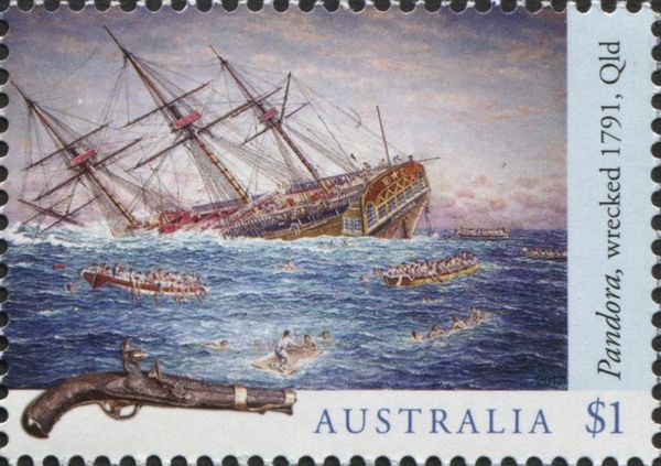 Wreck of HMS Pandora, 1791, and pistol