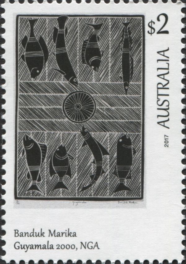 Guyamala (linocut & screenprint), Banduk Marika (2000)