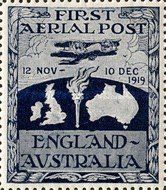 First Aerial Post - England - Australia