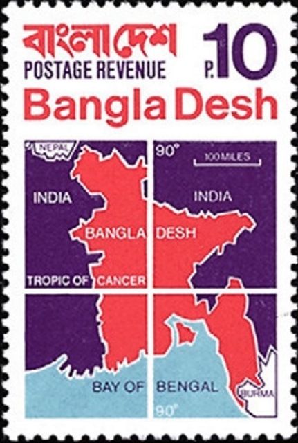 Map of Bangladesh - Overprint in Black or Red