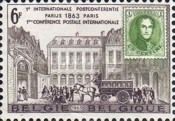 Facade of the Post Office in Paris and Stamp Mi:BE10 (1863)