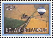 Blue and White Hot Air Balloon and Rural Site