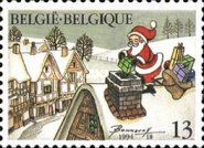 Santa Claus throws Gift Package in a Chimney