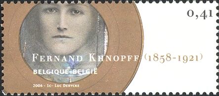 Fernand Khnopff: Brown Eyes and a Blue Flower