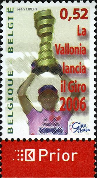 Giro 2006 - Cyclist with Pink Jersey and Winner's Trophy