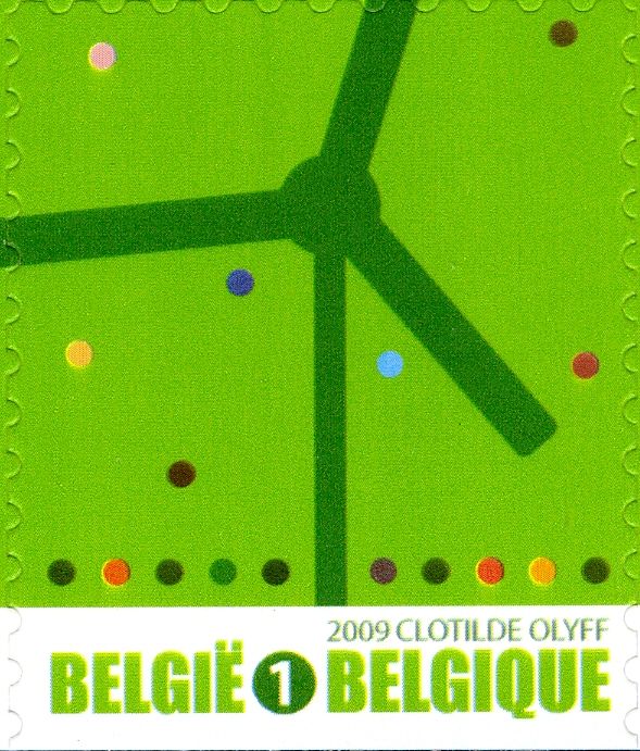 Green stamp: Wind Turbine Self-adhesive