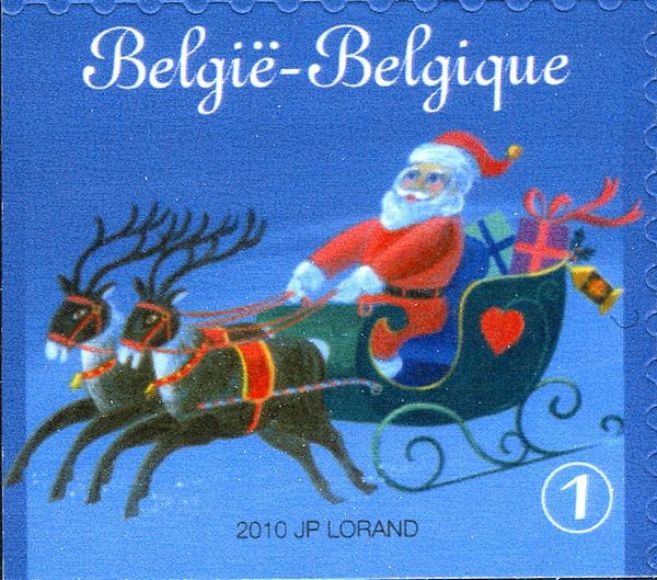 Santa Claus, Reindeer, Sleigh Inland - Left Imperforate