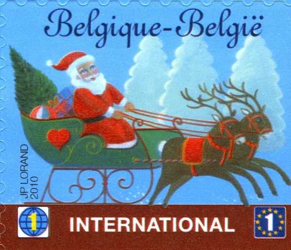 Santa Claus, Reindeer, Sleigh International - Right Imperf