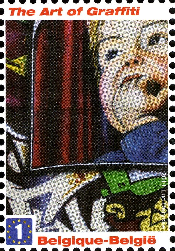 The art of graffiti: childs portrait and letters