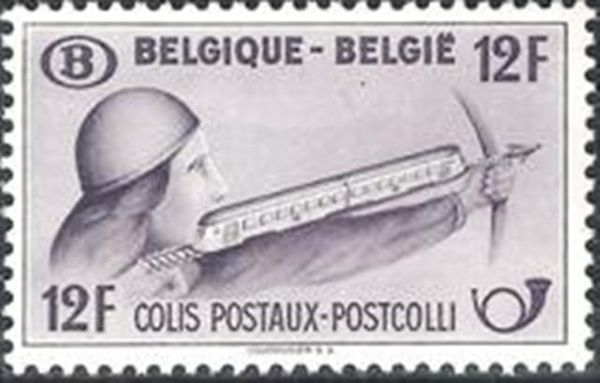 Railway Stamp: Winged Wheel with red surcharge