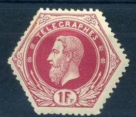 Telegraph Stamp: Leopold II on Full Background