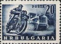Motor-cyclist and tractor