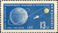 Globe, moon, "Lunik 3" with trajectory
