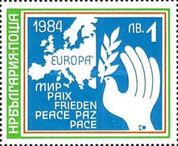 Map of Europe, Peace Dove with Sprig of Laurel