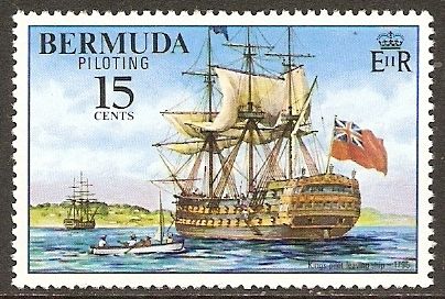King's pilot leaving 18th century naval ship at Murray's Anc