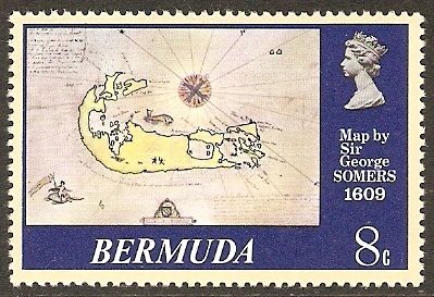 Old Map of Bermuda by George Somers, 1609