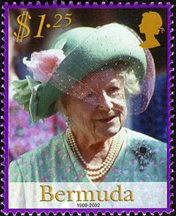 Queen Mother wearing blue hat