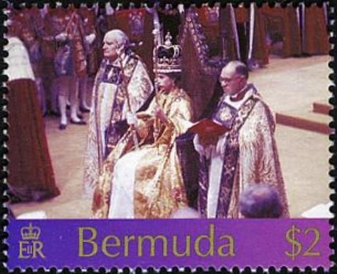 Queen with crown at coronation