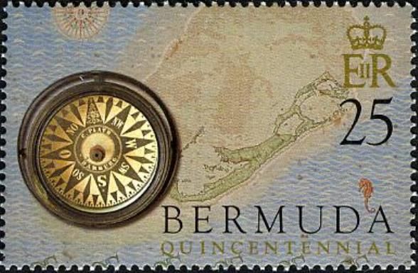 Map of Bermuda and Compass