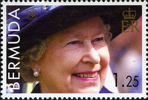 Queen Elizabeth II wearing blue hat