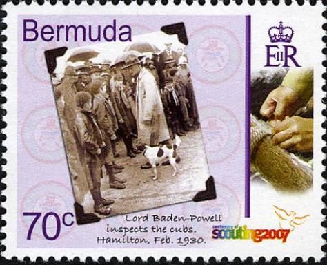 1930 photograph of Lord Robert Baden-Powell inspecting Cubs,
