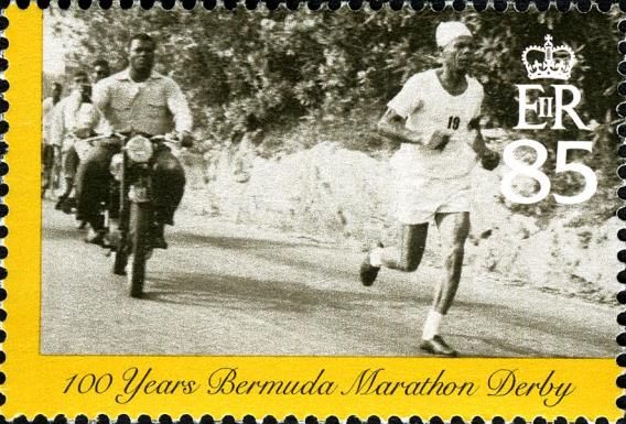Motorcyclist following runner