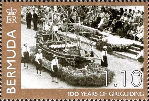 Girl Guides with parade float