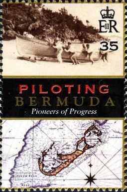 People dragging boat ashore, nautical chart
