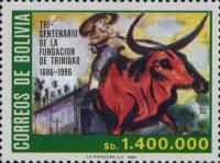 Church, riding on a bull