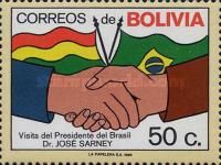 Handshake, National Flag of Bolivia and Brazil