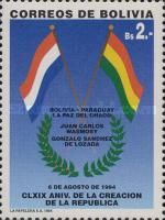 Flags from Bolivia and Paraguay