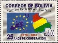 EU-Flag, Map of Bolivia with national colors