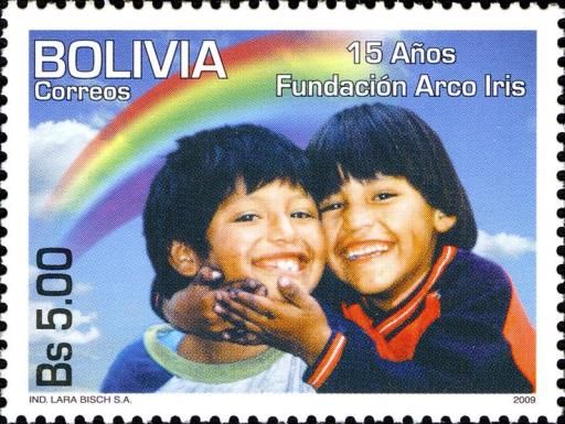 Smiling Children and Rainbow