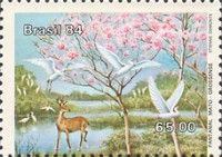 Great Egret (Ardea alba), Marsh Deer (Blastocerus dichotomus