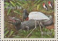 Red-crested Cardinal, Jabiru, Caiman