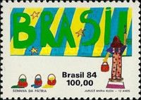 Girl Painting Word "BRASIL"
